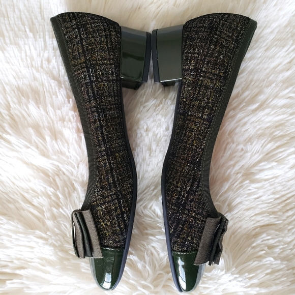 FERCA 81 Italian Genuine Leather Cap Toe Low Heel Green Tweed Pump--NEW--7.5 - Picture 10 of 16